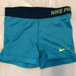 Women’s Nike Pro Dri Fit shorts teal blue